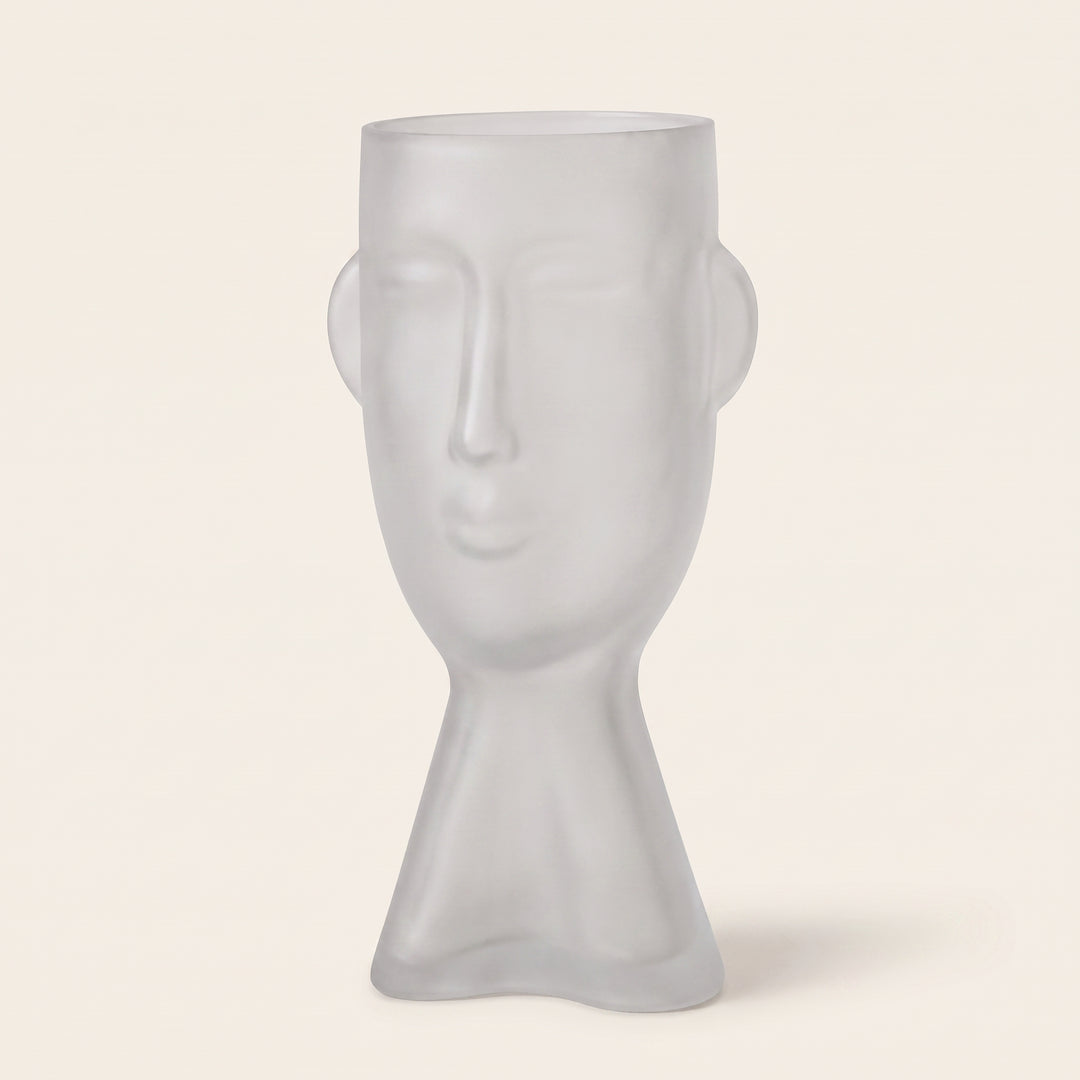 Forme Sculptural Face Glass Vase | Abstract Art Ornament for Flowers or Display