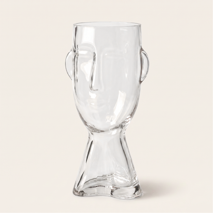 Forme Sculptural Face Glass Vase | Abstract Art Ornament for Flowers or Display