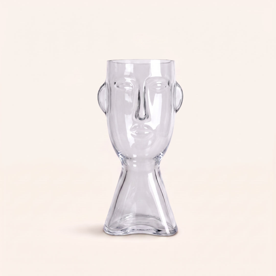 Forme Sculptural Face Glass Vase | Abstract Art Ornament for Flowers or Display