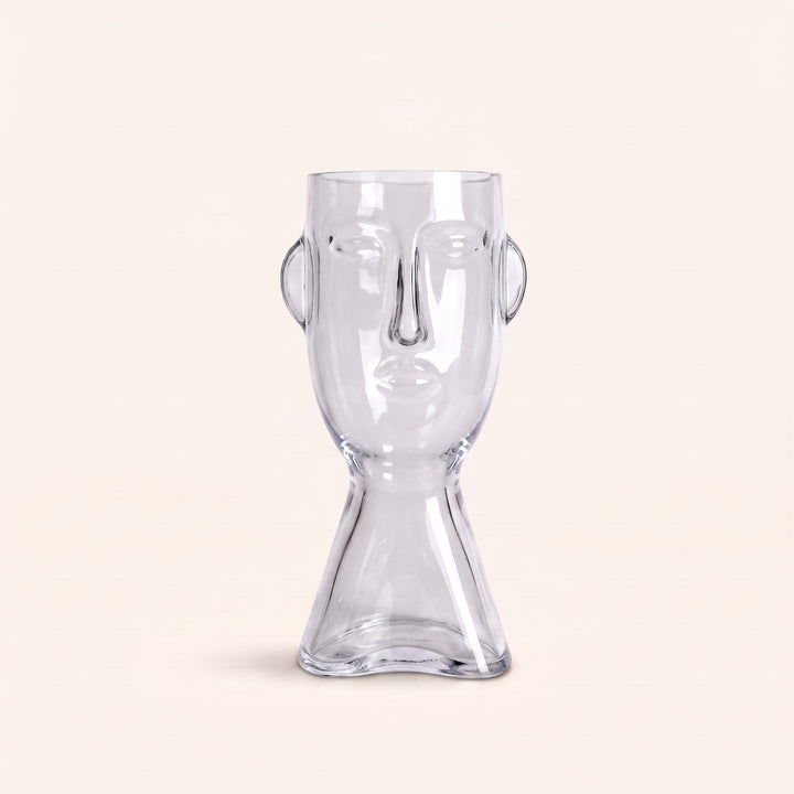 Forme Sculptural Face Glass Vase | Abstract Art Ornament for Flowers or Display