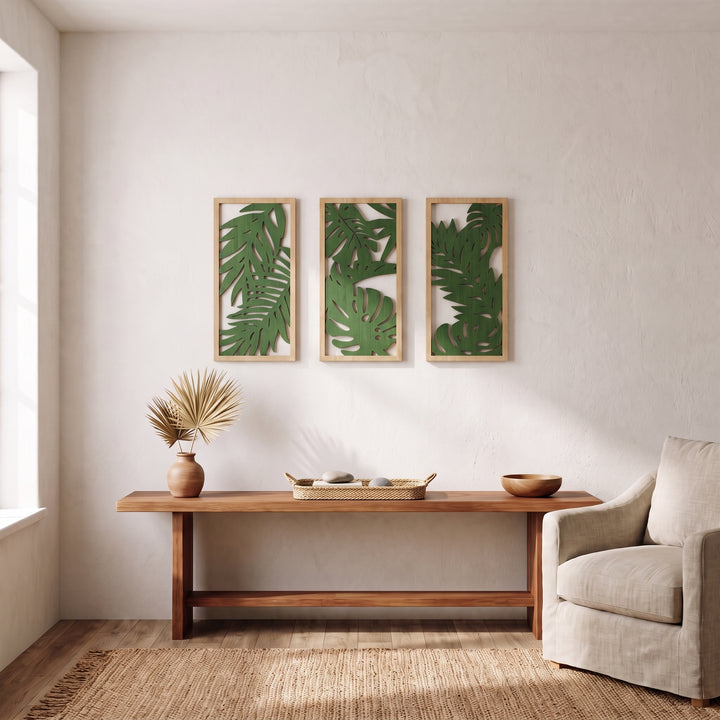 Aven | Boho Wood Wall Art Set with Framed Abstract Cutout Panels
