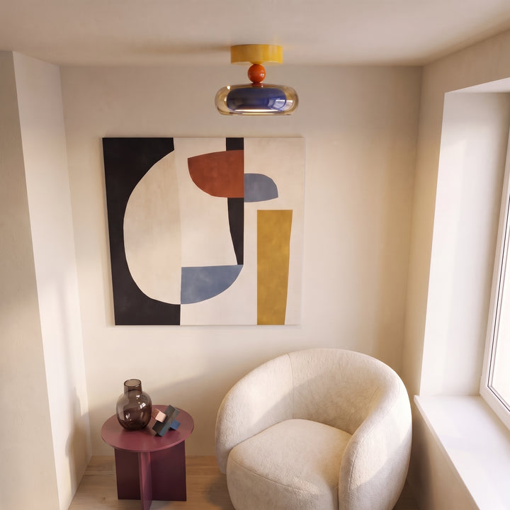Zuno | Modern Memphis Two-Tone Ceiling Light, Flush Mount or Pendant