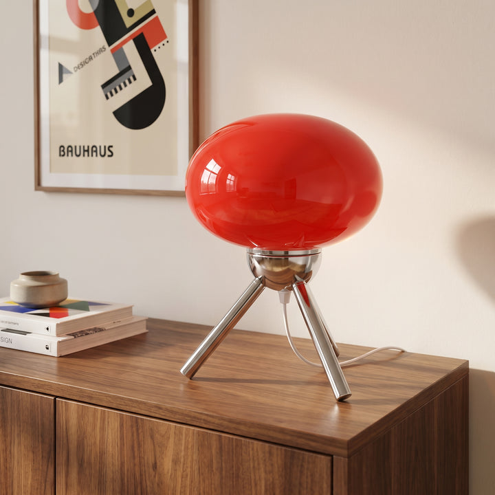 Sputnik-Retro Glass Mushroom Table Lamp | Mid-Century Tripod Bedside & Desk Ambient Light
