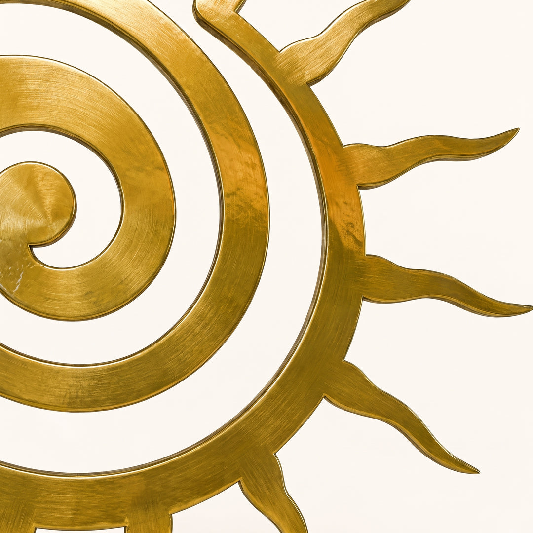 Solei Spiral Sun Metal Wall Art | Boho Gold Celestial Wall Sculpture for Living Room & Entryway