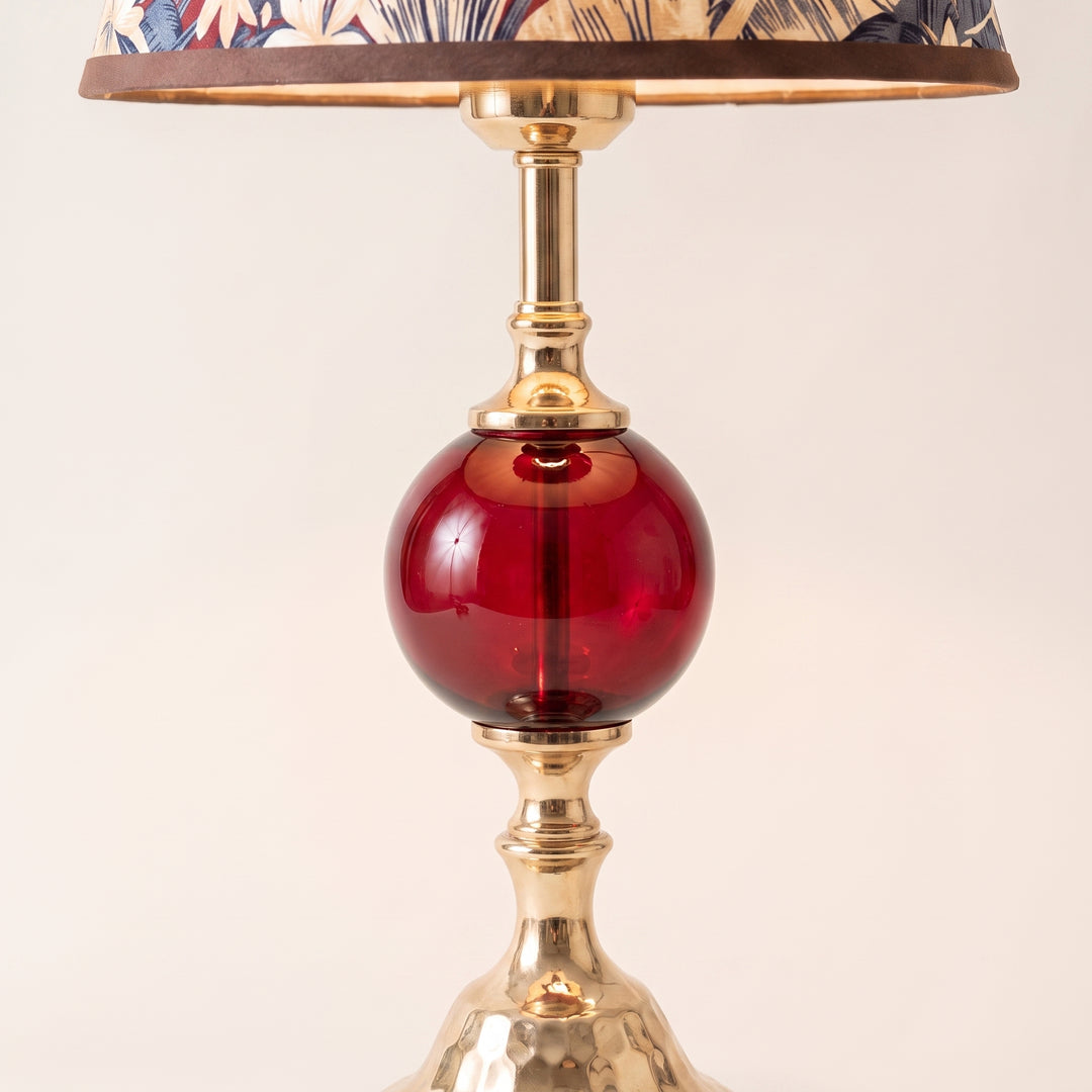Amora Botanical | Print Glass Ball Table Lamp with Hammered Gold-Tone Base