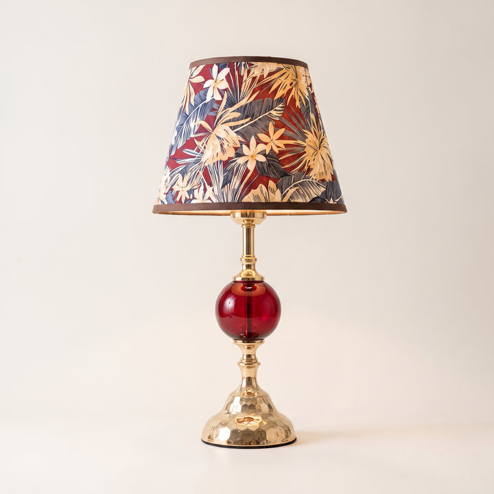Amora Botanical | Print Glass Ball Table Lamp with Hammered Gold-Tone Base