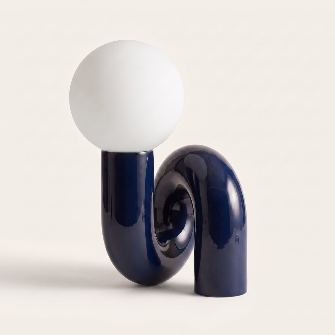 Nodo Postmodern Sculptural Table Lamp | Glass Globe Shade Table Lamp