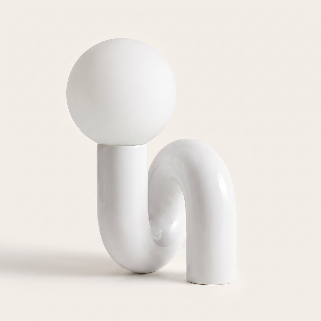 Nodo Postmodern Sculptural Table Lamp | Glass Globe Shade Table Lamp
