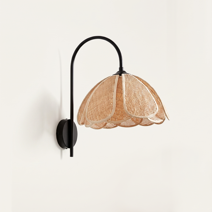 Yara | Woven Rattan Scalloped Petal Dome Pendant and Wall Lamp Fixture