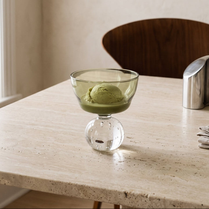 Solane | Ribbed Glass Cup with Bubble Ball Stem Set of 2