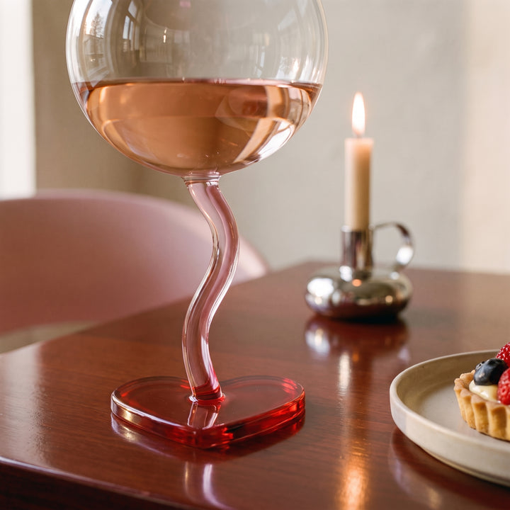 Cherí | 2pc Set Wavy Stem Heart Shaped Wine Glass