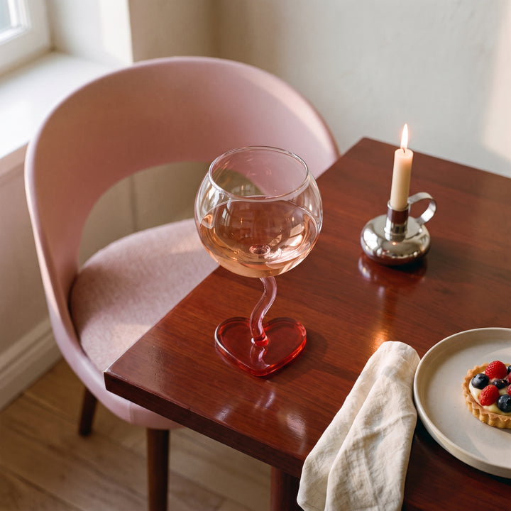 Cherí | 2pc Set Wavy Stem Heart Shaped Wine Glass