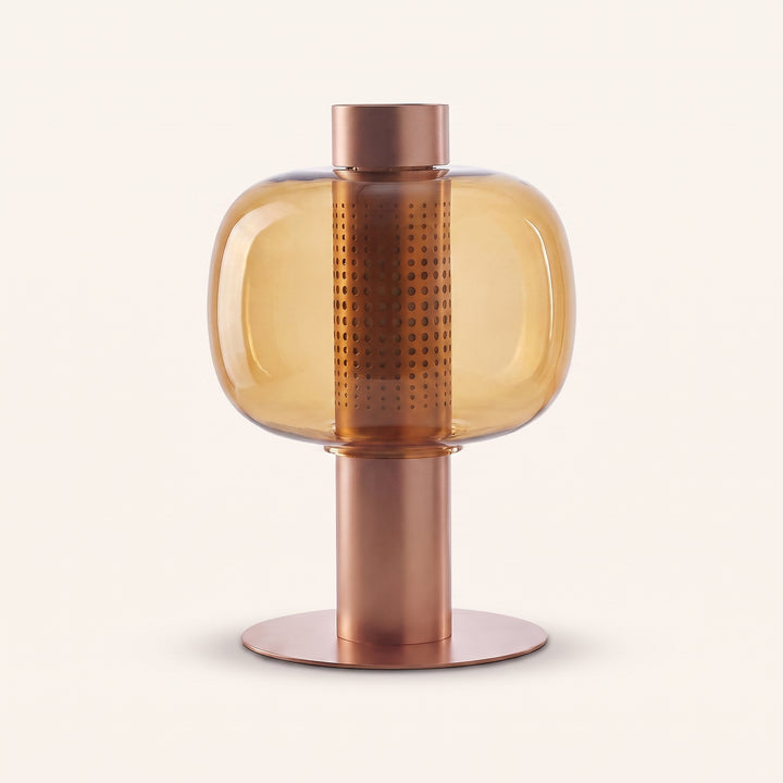 Renzoli | Italian Postmodern Glass Dome Table Lamp with Punched Metal Ring