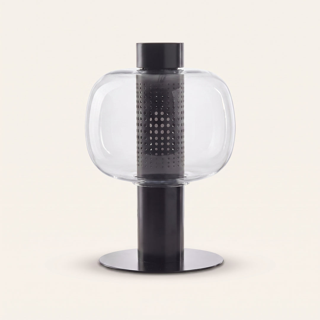 Renzoli | Italian Postmodern Glass Dome Table Lamp with Punched Metal Ring