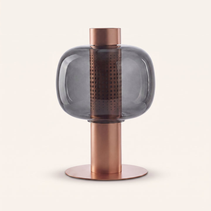 Renzoli | Italian Postmodern Glass Dome Table Lamp with Punched Metal Ring