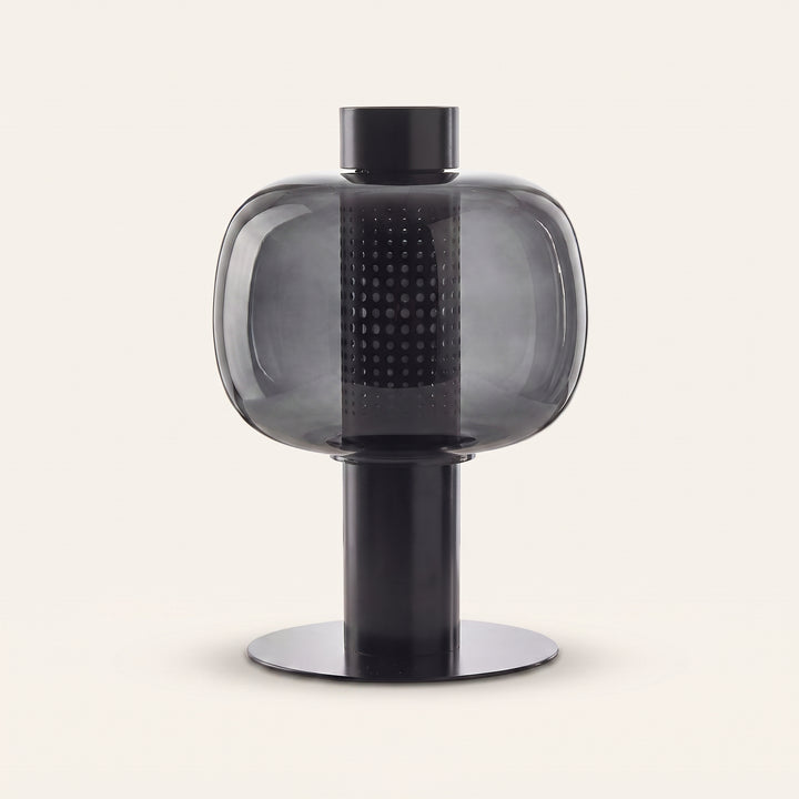 Renzoli | Italian Postmodern Glass Dome Table Lamp with Punched Metal Ring