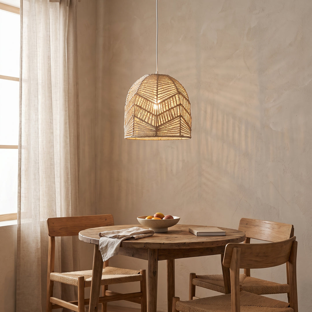 Lumi Woven Paper Rope Pendant Lamp Shade | Boho Dome Ceiling Light Cover for Bedroom & Dining Room