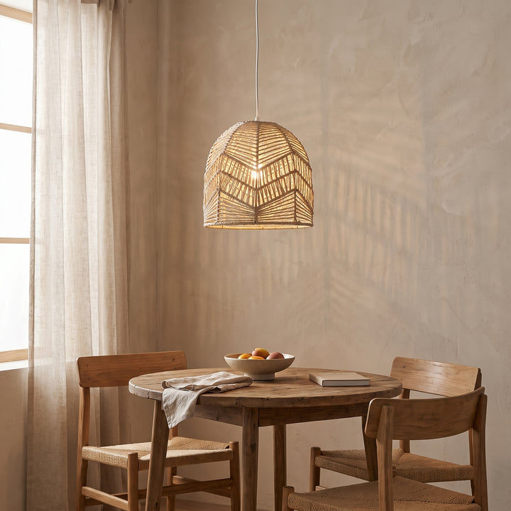 Lumi Woven Paper Rope Pendant Lamp Shade | Boho Dome Ceiling Light Cover for Bedroom & Dining Room
