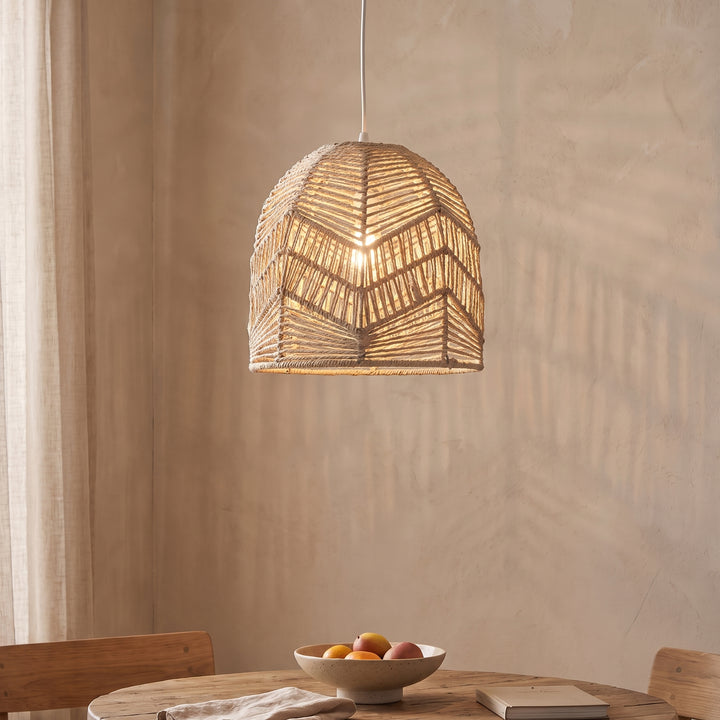 Lumi Woven Paper Rope Pendant Lamp Shade | Boho Dome Ceiling Light Cover for Bedroom & Dining Room