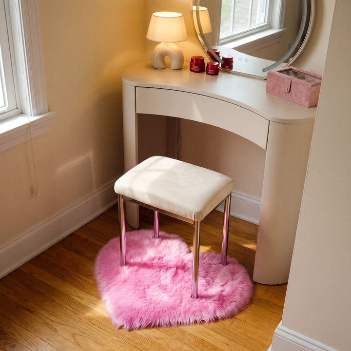 Amori | Soft Shaggy Faux Fur Heart Accent Rug for Bedroom & Living Room