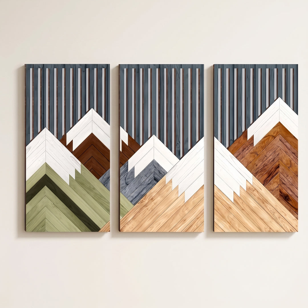 Aven | Boho Wood Wall Art Set with Framed Abstract Cutout Panels