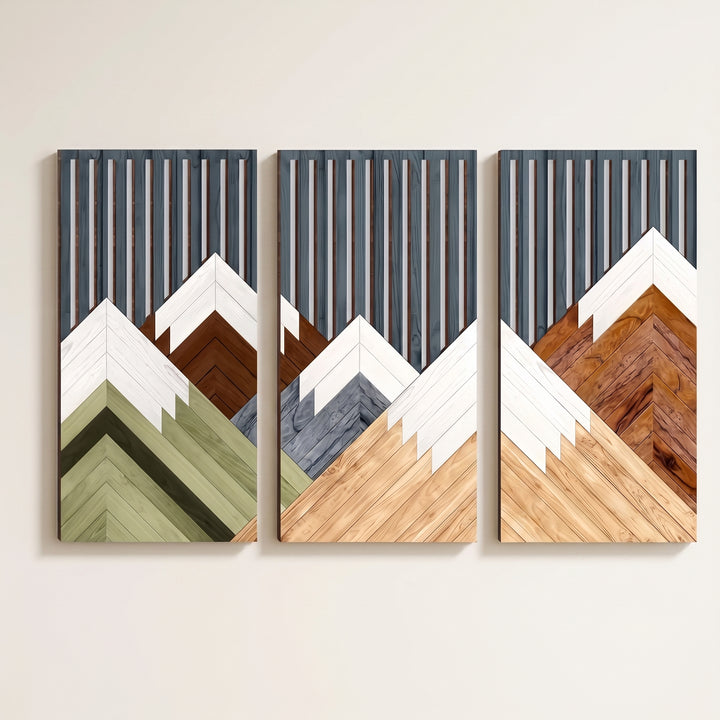 Aven | Boho Wood Wall Art Set with Framed Abstract Cutout Panels
