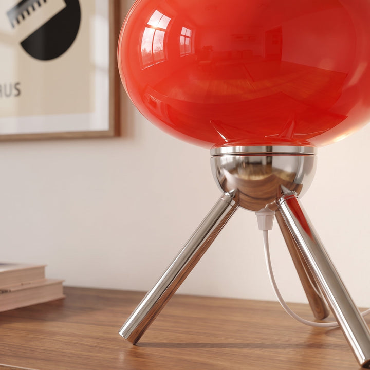 Sputnik-Retro Glass Mushroom Table Lamp | Mid-Century Tripod Bedside & Desk Ambient Light