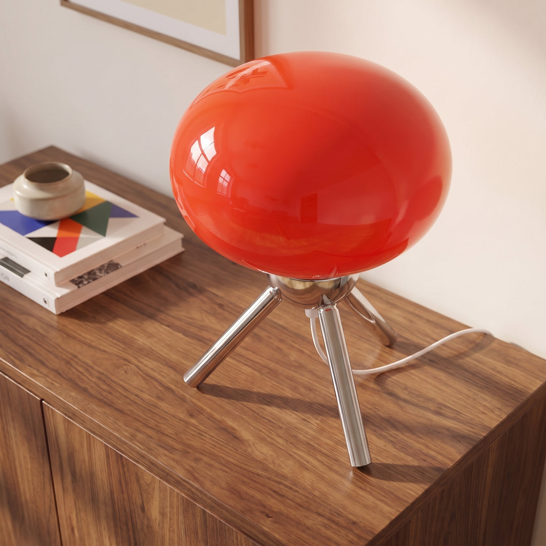 Sputnik-Retro Glass Mushroom Table Lamp | Mid-Century Tripod Bedside & Desk Ambient Light