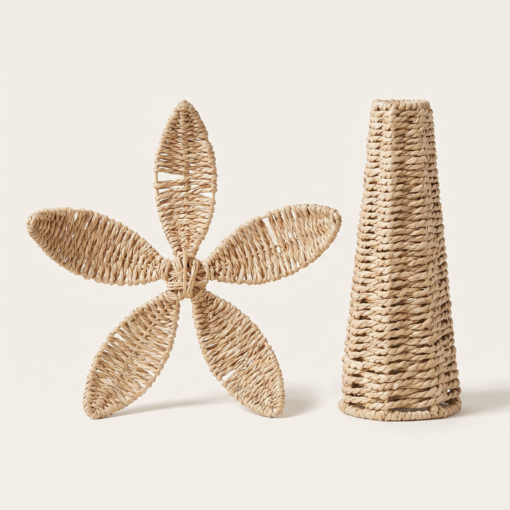 Palma Woven Palm Tree Jewelry Organizer | Boho Coastal Earring & Necklace Stand