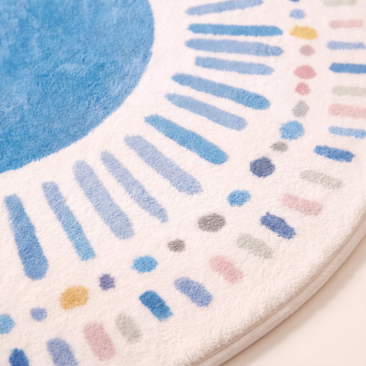 Sole | Round Sunburst Area Rug with Plush Pile and Non-Slip Backing – Washable