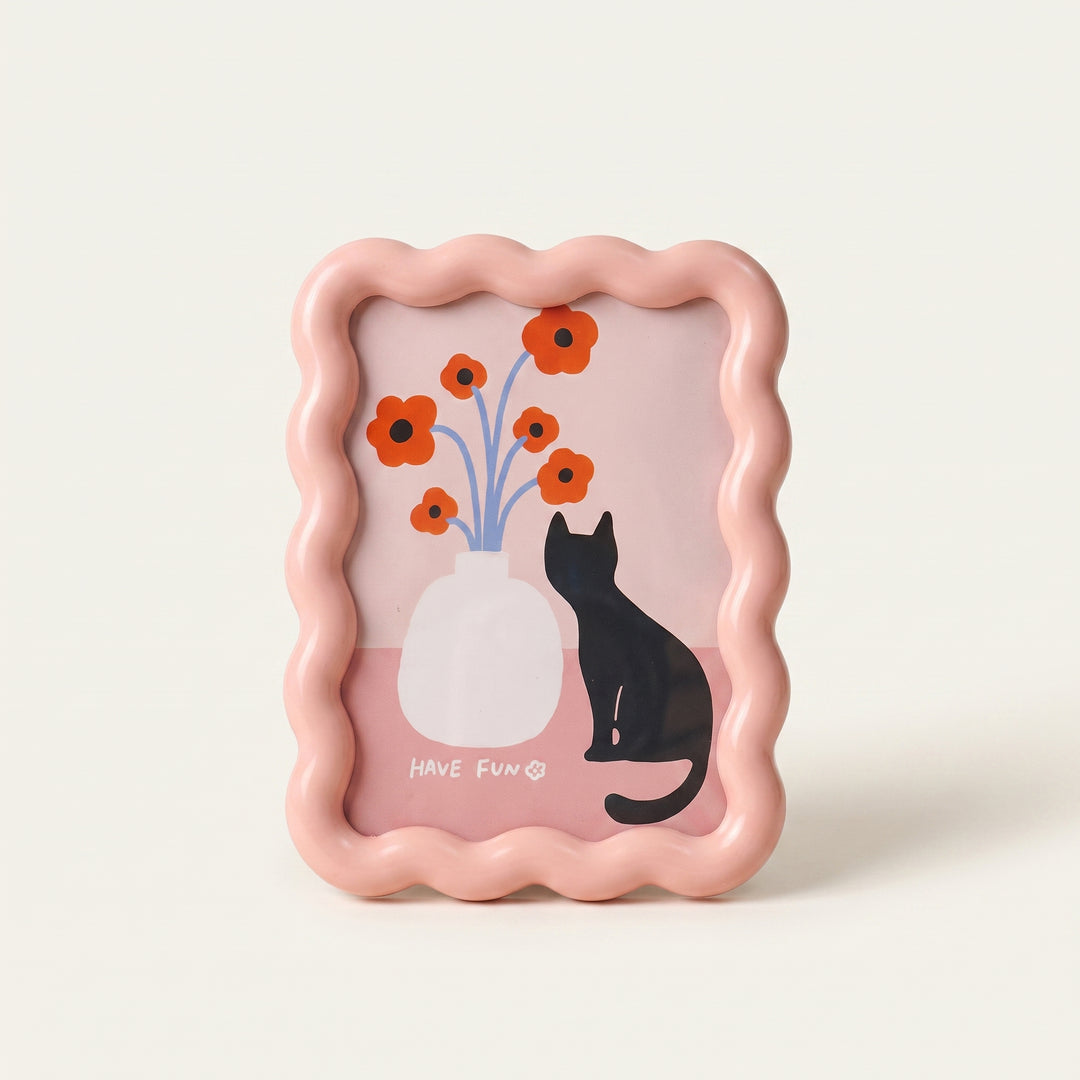 Squiggo Wavy Scalloped Frame | Colorful Squiggle Photo Frame for Desk or Wall
