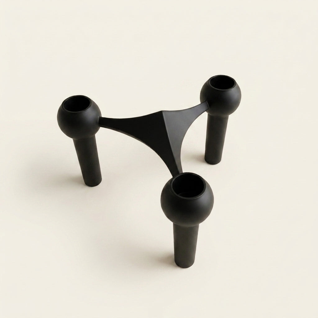 Nodex Abstract Sculptural Metal Candlestick Holder | Modern Art Candelabra