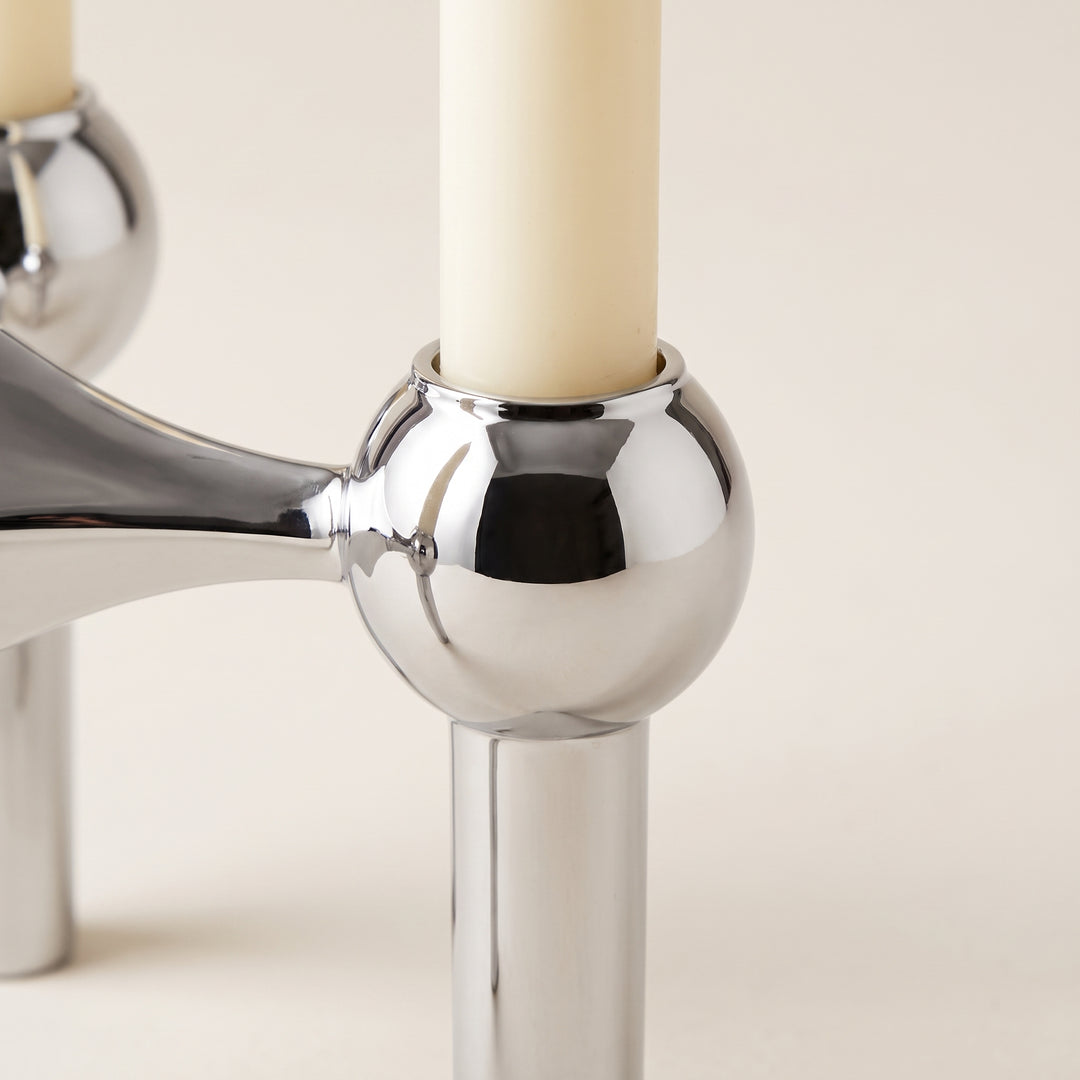 Nodex Abstract Sculptural Metal Candlestick Holder | Modern Art Candelabra