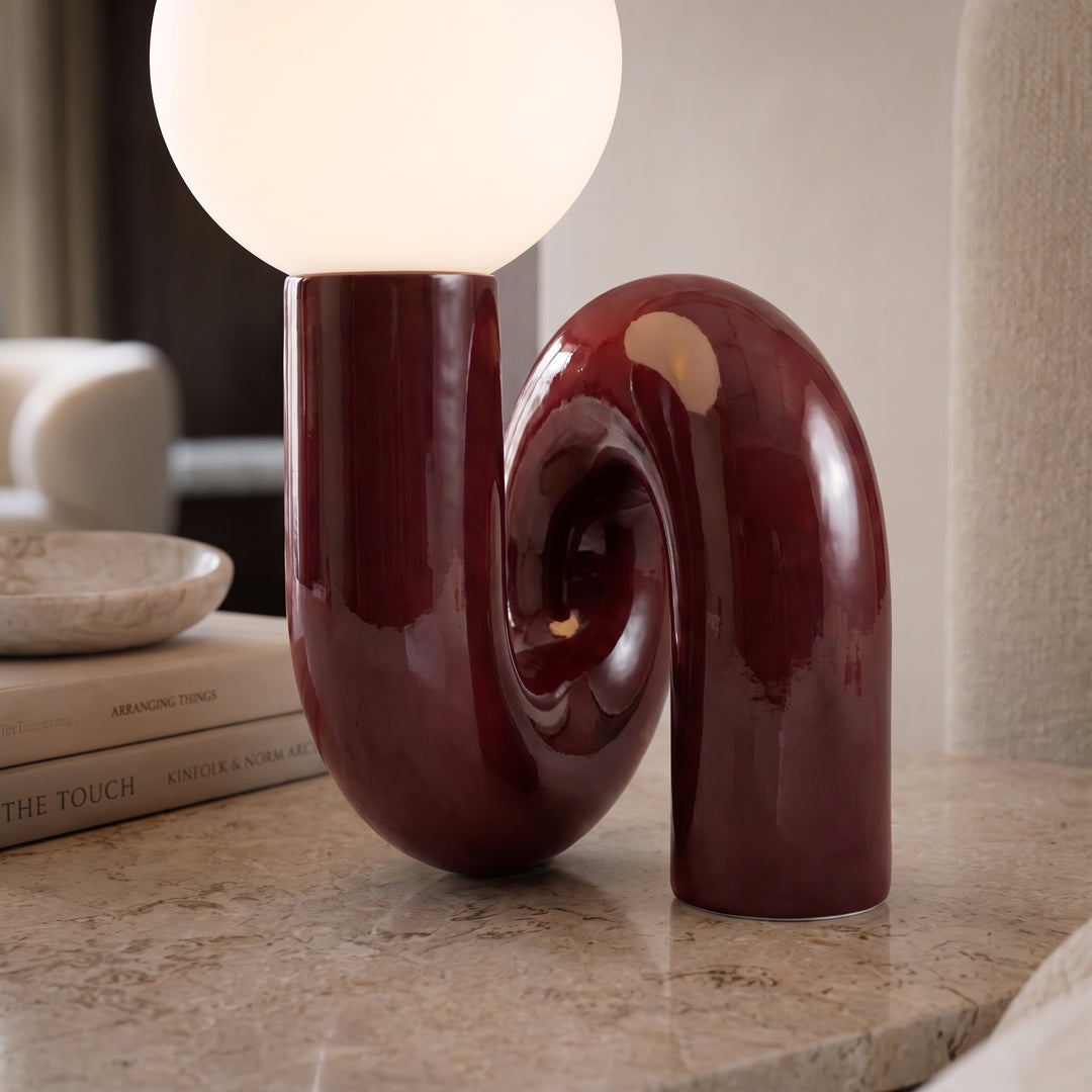 Nodo Postmodern Sculptural Table Lamp | Glass Globe Shade Table Lamp