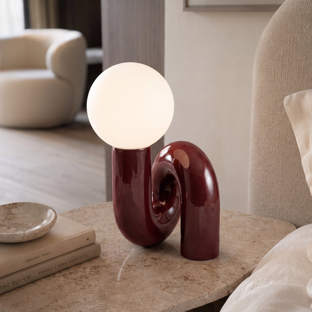 Nodo Postmodern Sculptural Table Lamp | Glass Globe Shade Table Lamp
