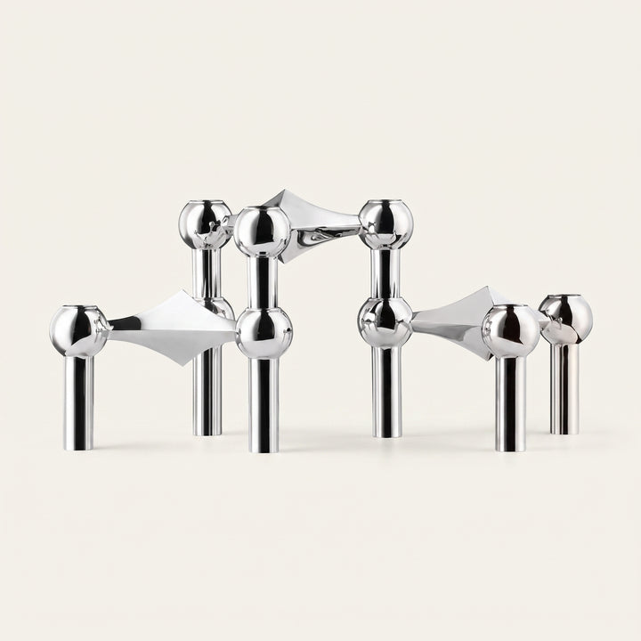 Nodex Abstract Sculptural Metal Candlestick Holder | Modern Art Candelabra