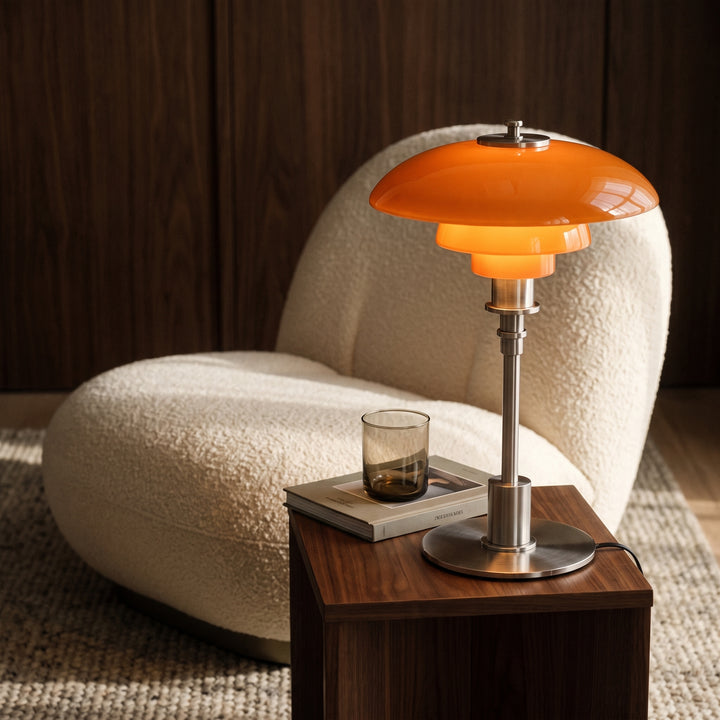 Solhem | Scandinavian Tiered Glass Table Lamp with Brass Stem – Dimmable LED