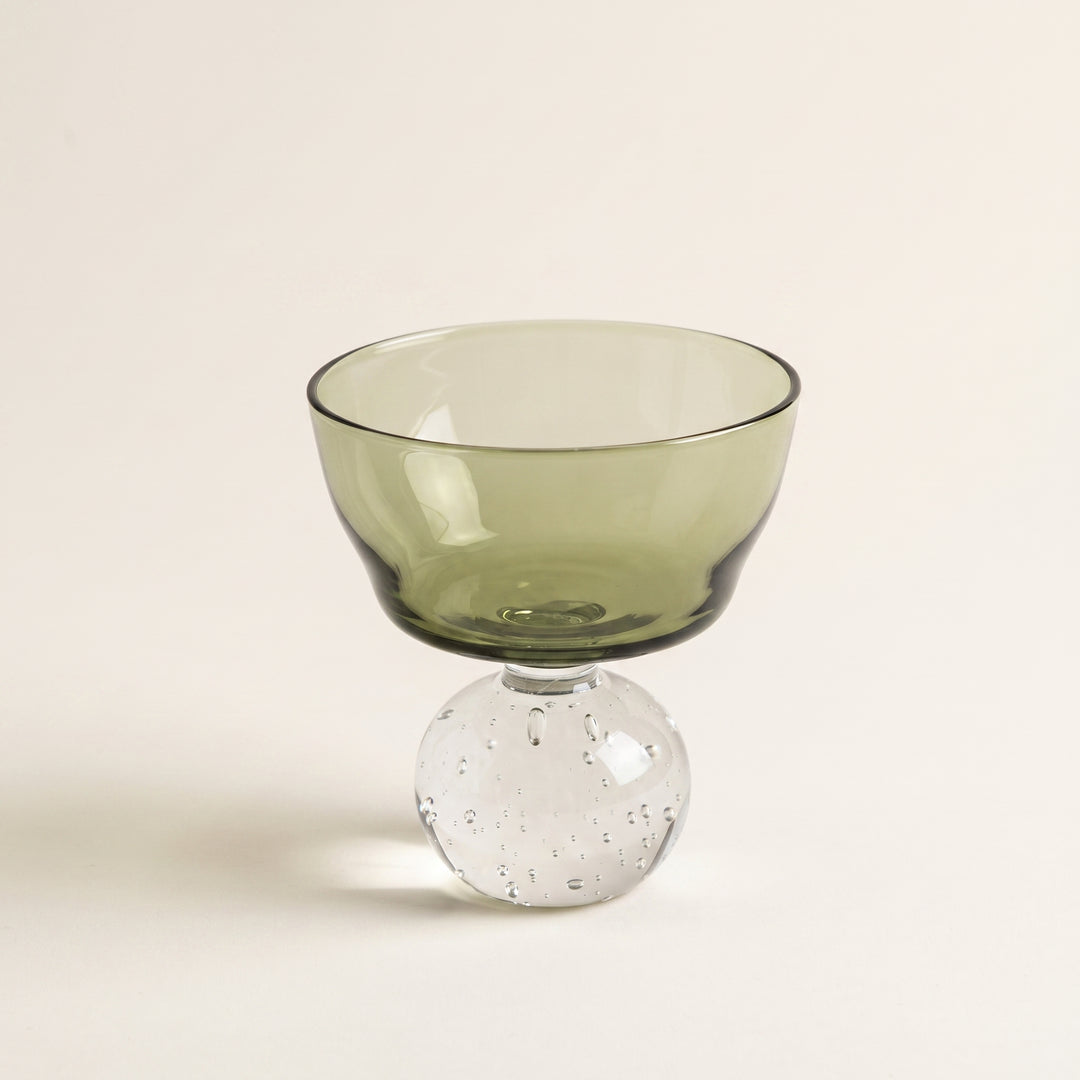 Solane | Ribbed Glass Cup with Bubble Ball Stem Set of 2