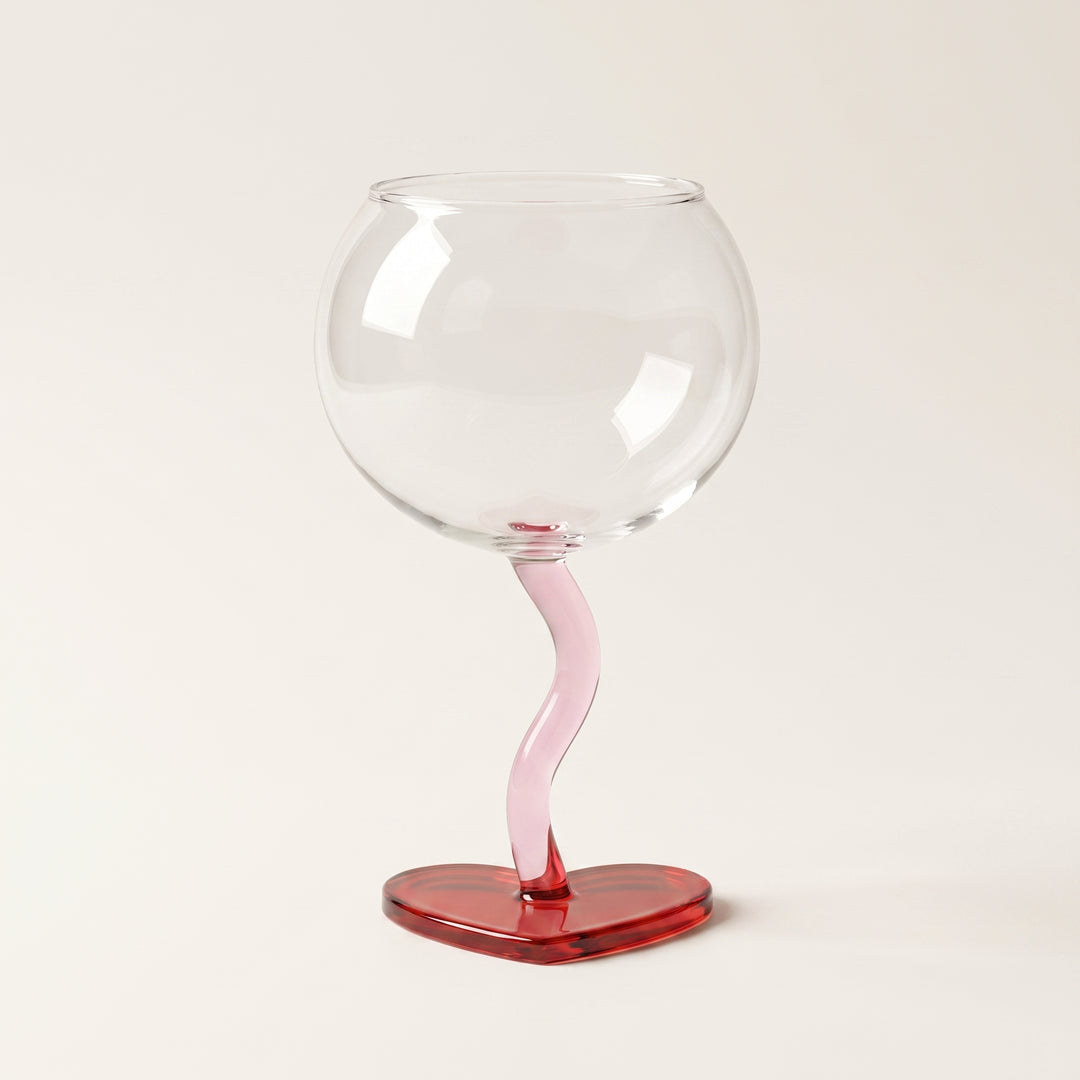 Cherí | 2pc Set Wavy Stem Heart Shaped Wine Glass