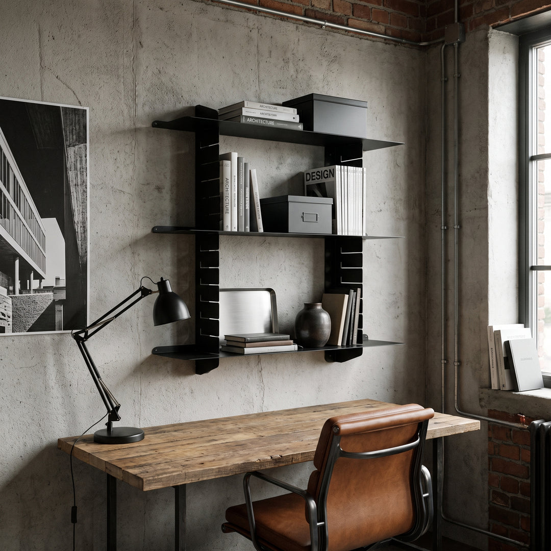 Rakko | Adjustable Sliding Metal Wall Shelf Industrial Display Rack