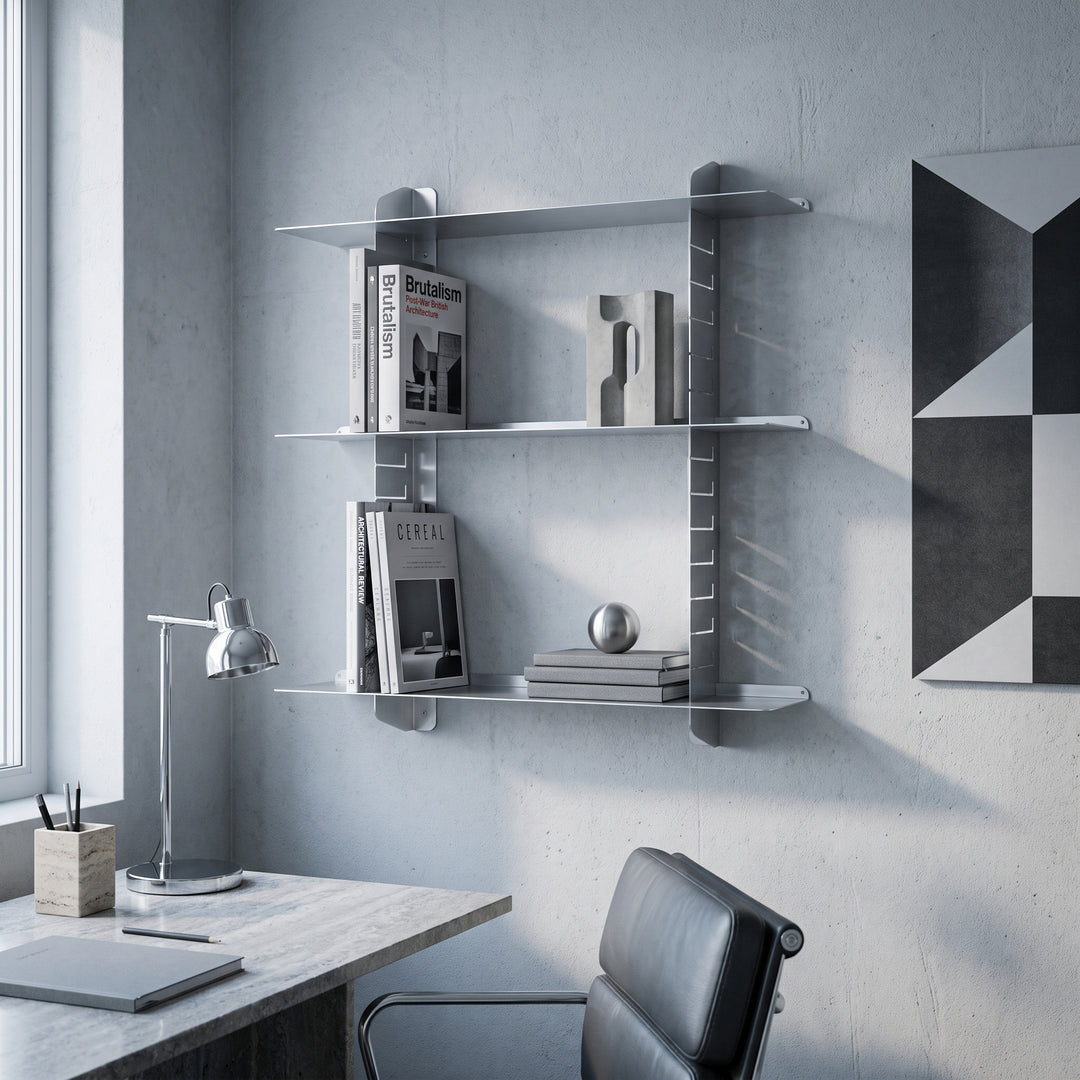 Rakko | Adjustable Sliding Metal Wall Shelf Industrial Display Rack