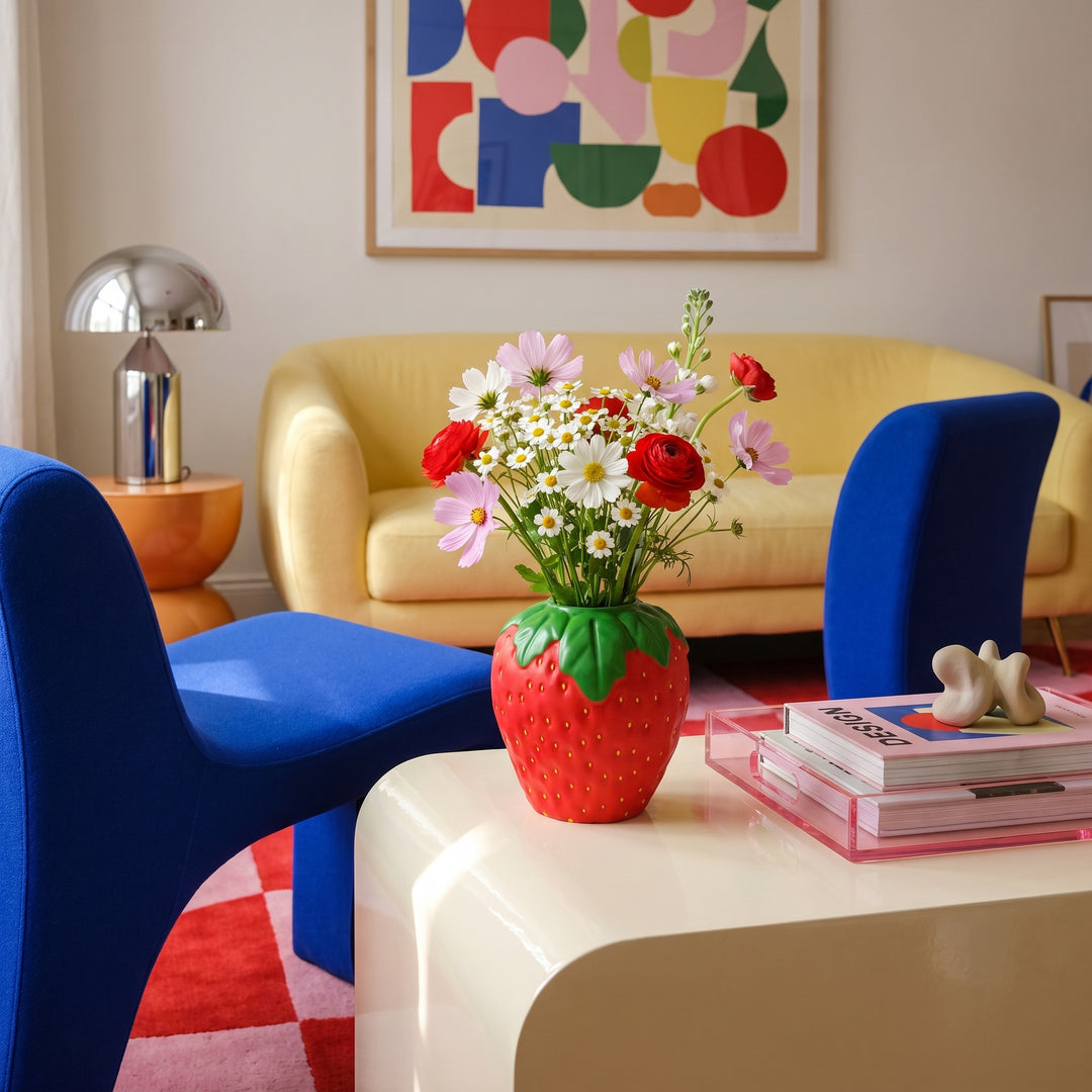Rubina | Strawberry-Shaped Vase with Textured Seed Detail