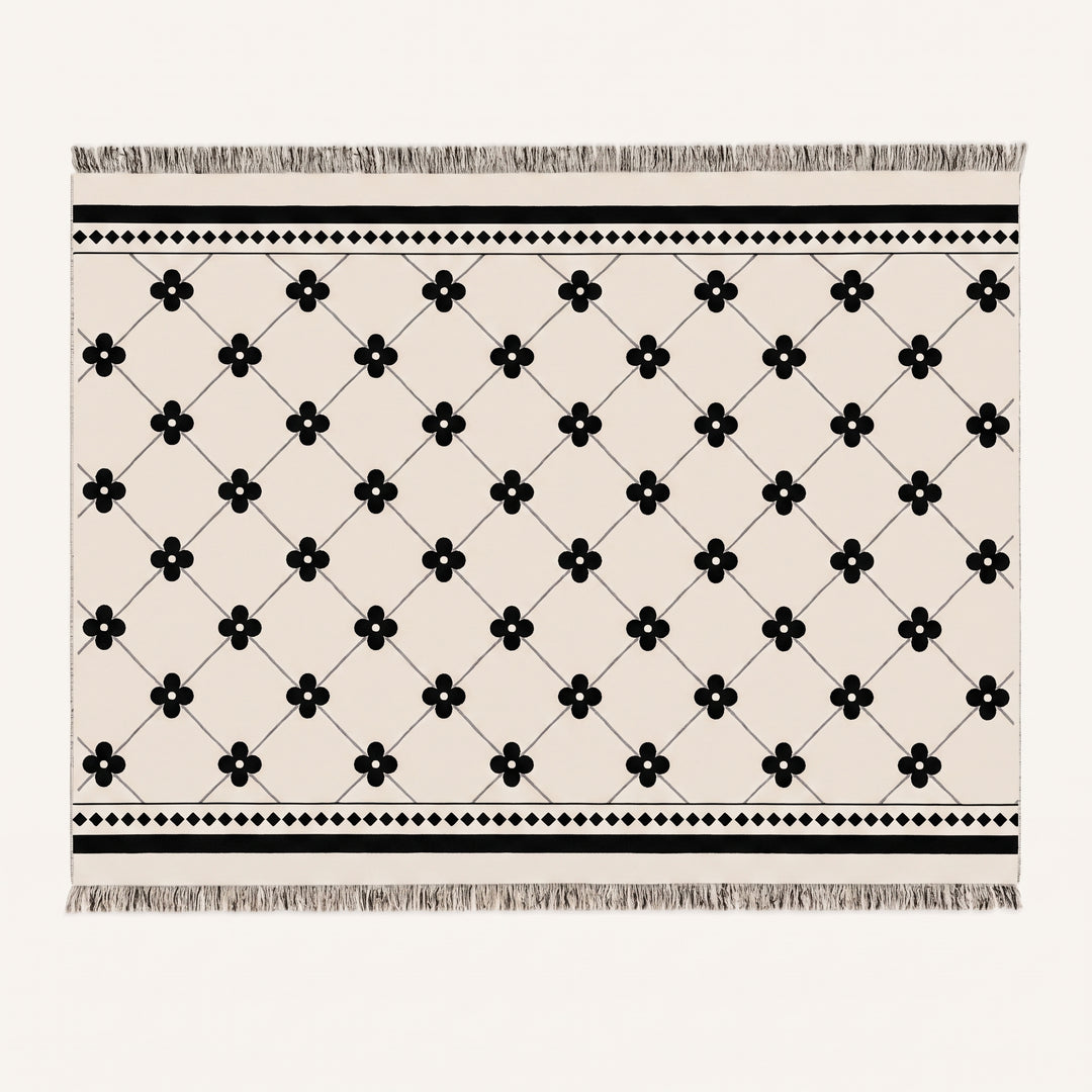 Naveo | Fringed Clover Jacquard Chenille Sofa Throw Cover for Couch