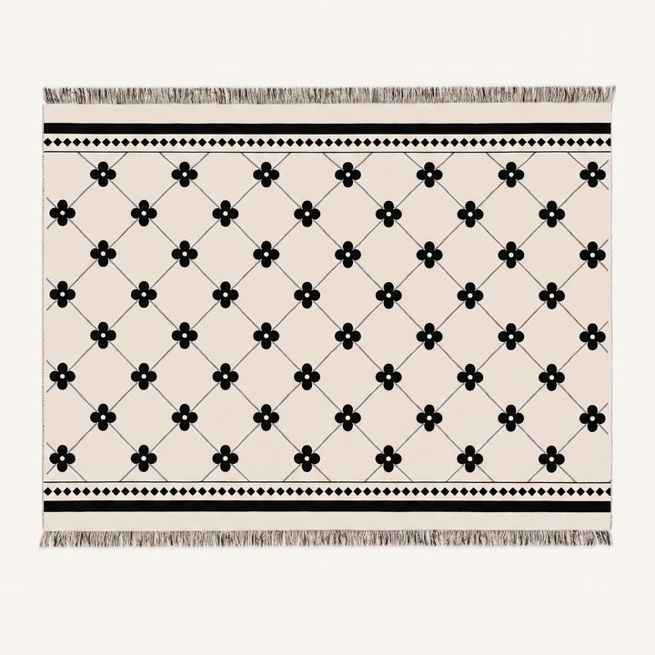 Naveo | Fringed Clover Jacquard Chenille Sofa Throw Cover for Couch