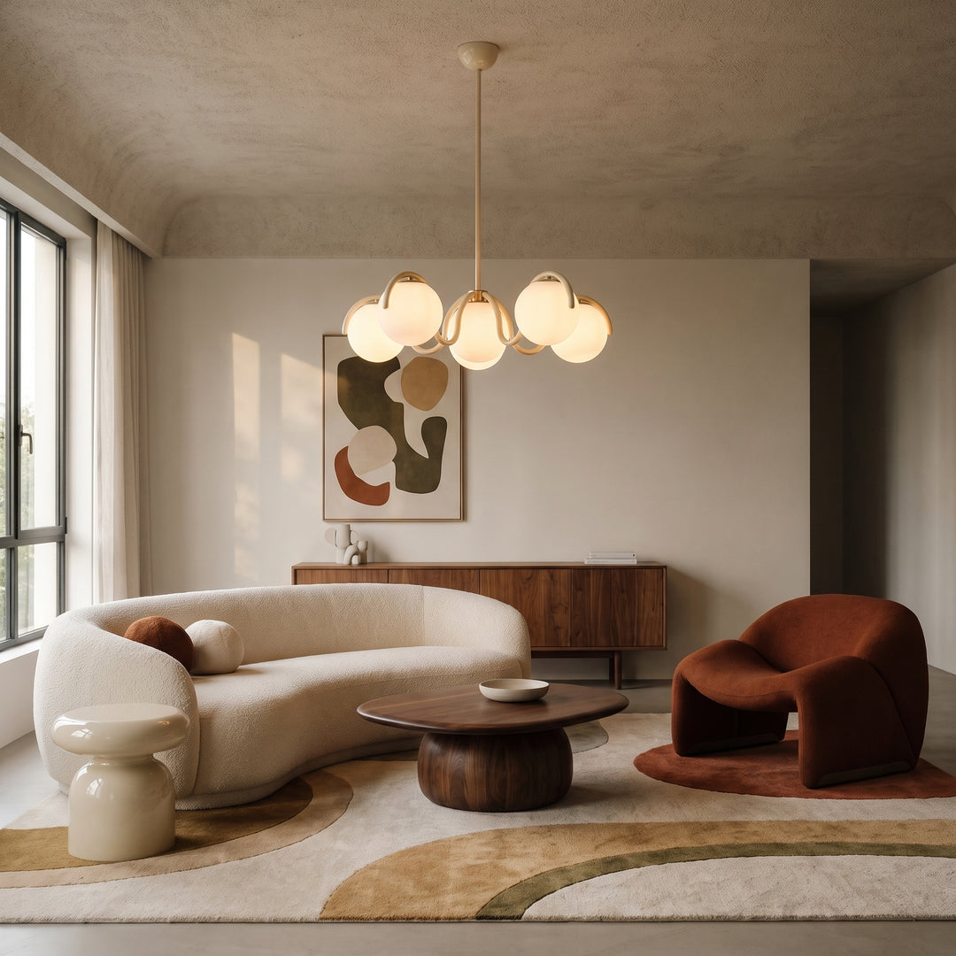 Lumira | Curved Arm Glass Globe Chandelier for Dining Room & Living Room