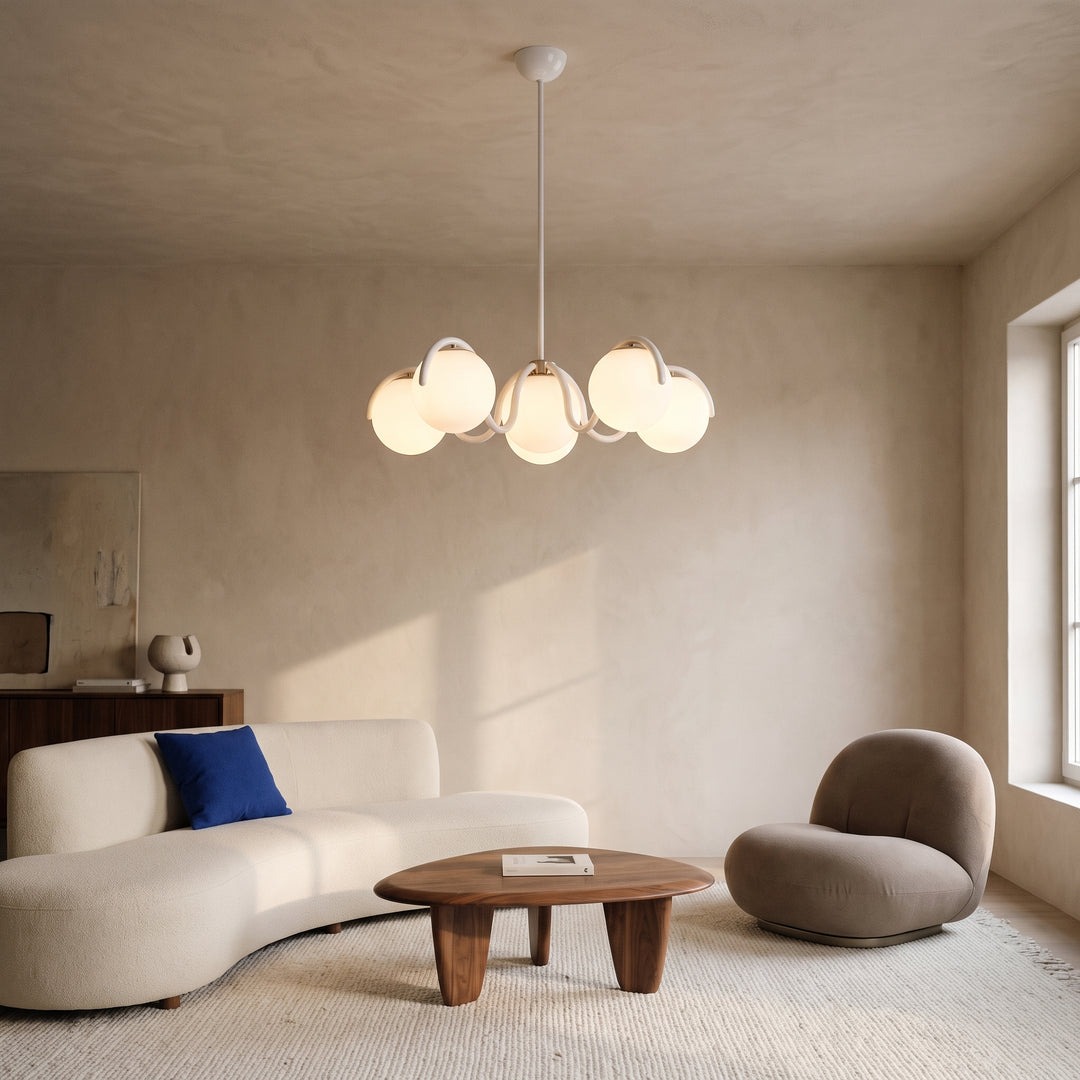Lumira | Curved Arm Glass Globe Chandelier for Dining Room & Living Room