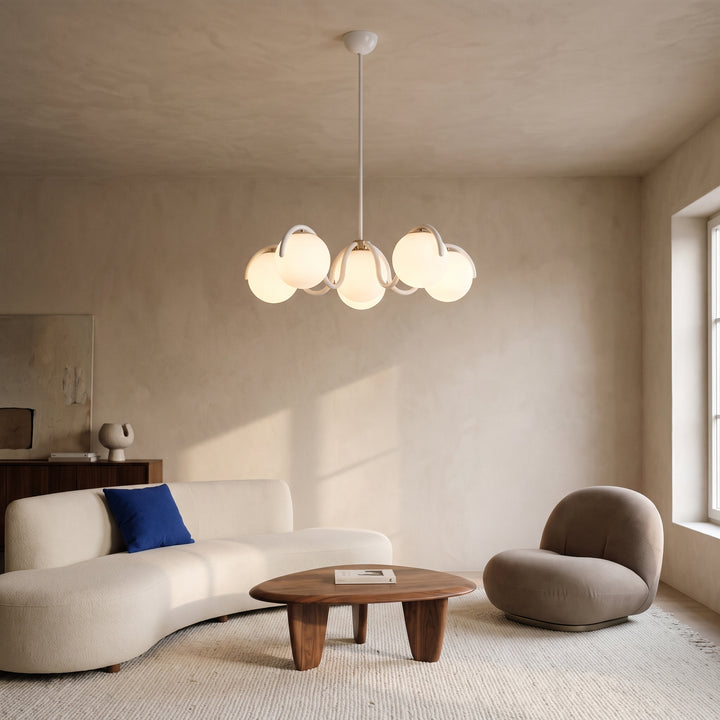 Lumira | Curved Arm Glass Globe Chandelier for Dining Room & Living Room
