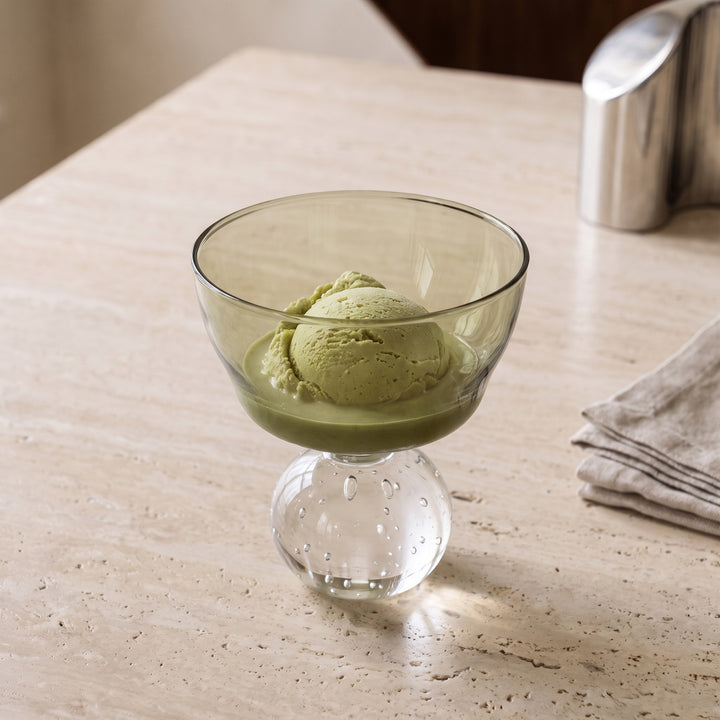 Solane | Ribbed Glass Cup with Bubble Ball Stem Set of 2