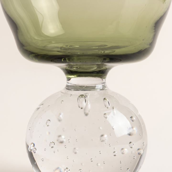 Solane | Ribbed Glass Cup with Bubble Ball Stem Set of 2