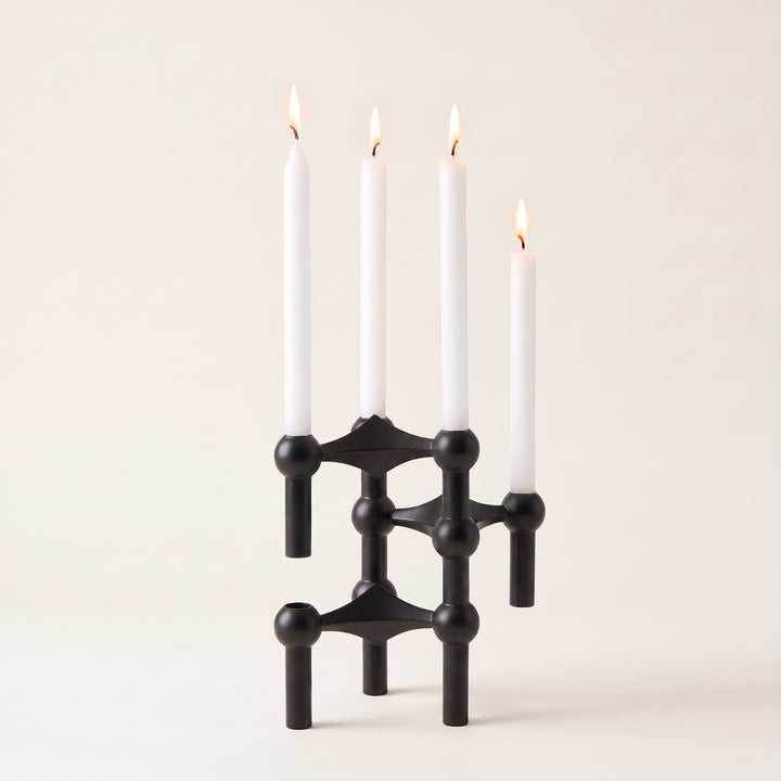 Nodex Abstract Sculptural Metal Candlestick Holder | Modern Art Candelabra